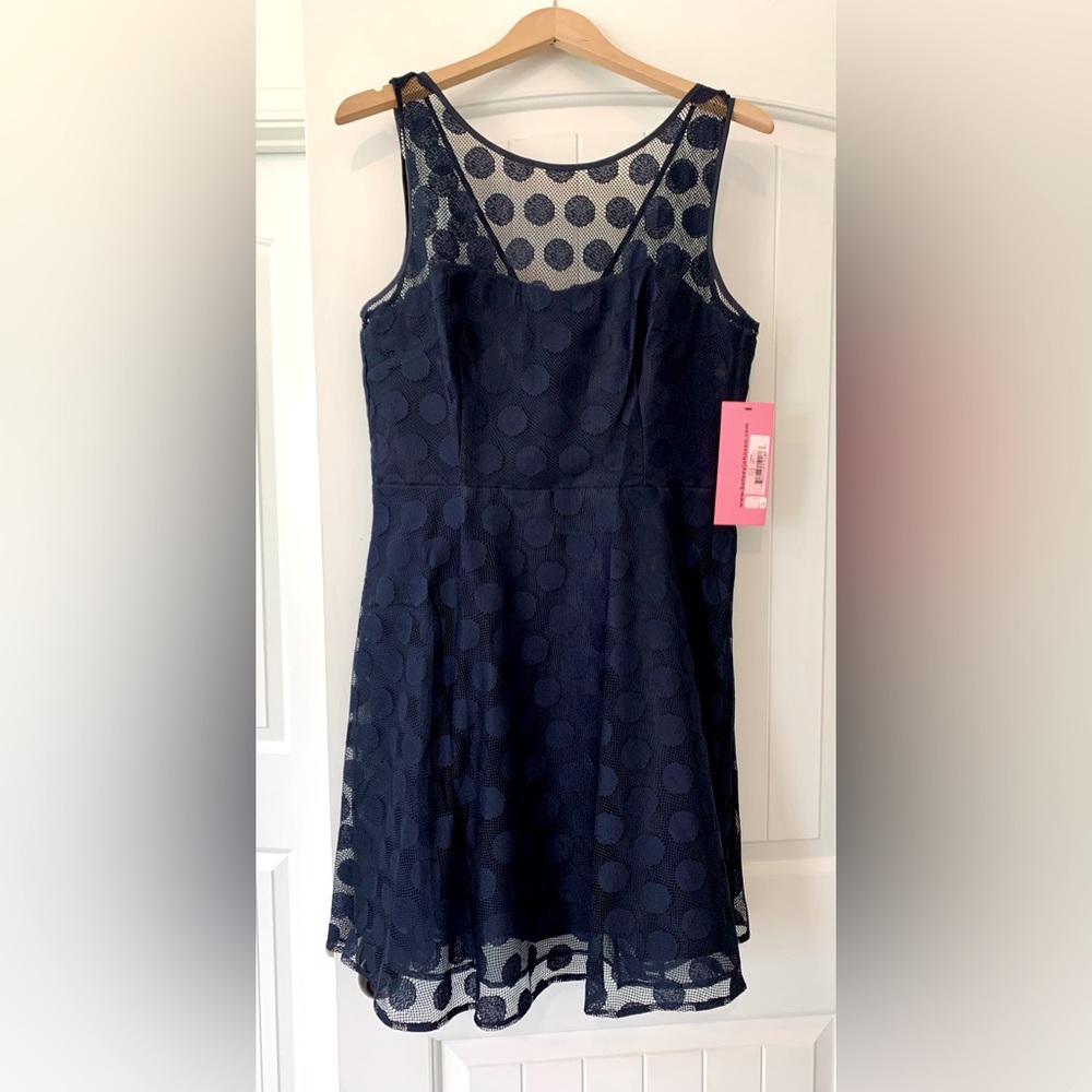 NWT - Betsey Johnson Navy polka dot dress